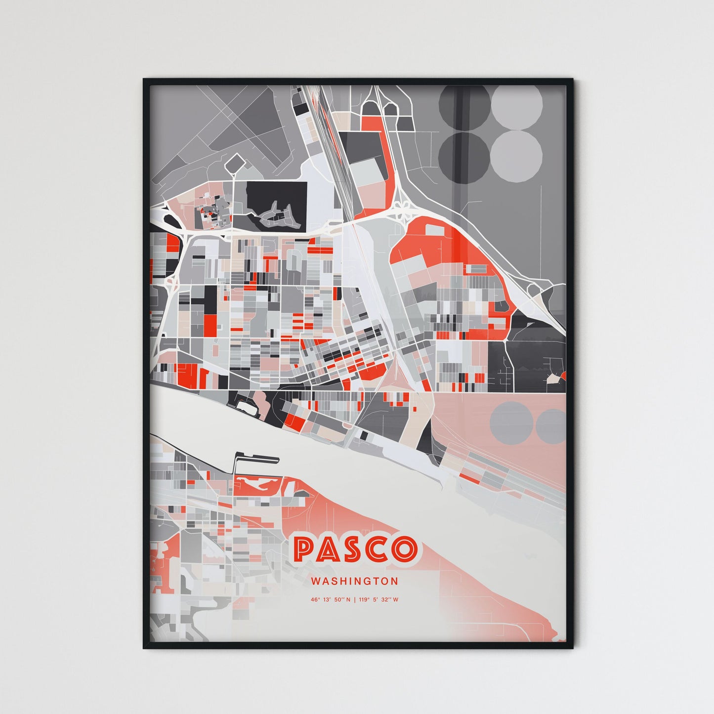 Colorful Pasco Washington Fine Art Map Modern Expressive