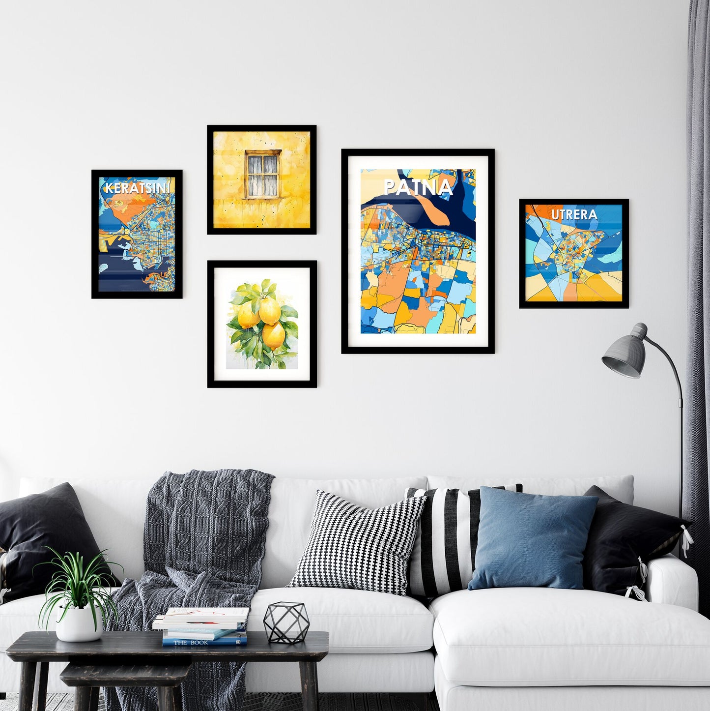 PATNA INDIA Vibrant Colorful Art Map Poster Blue Orange