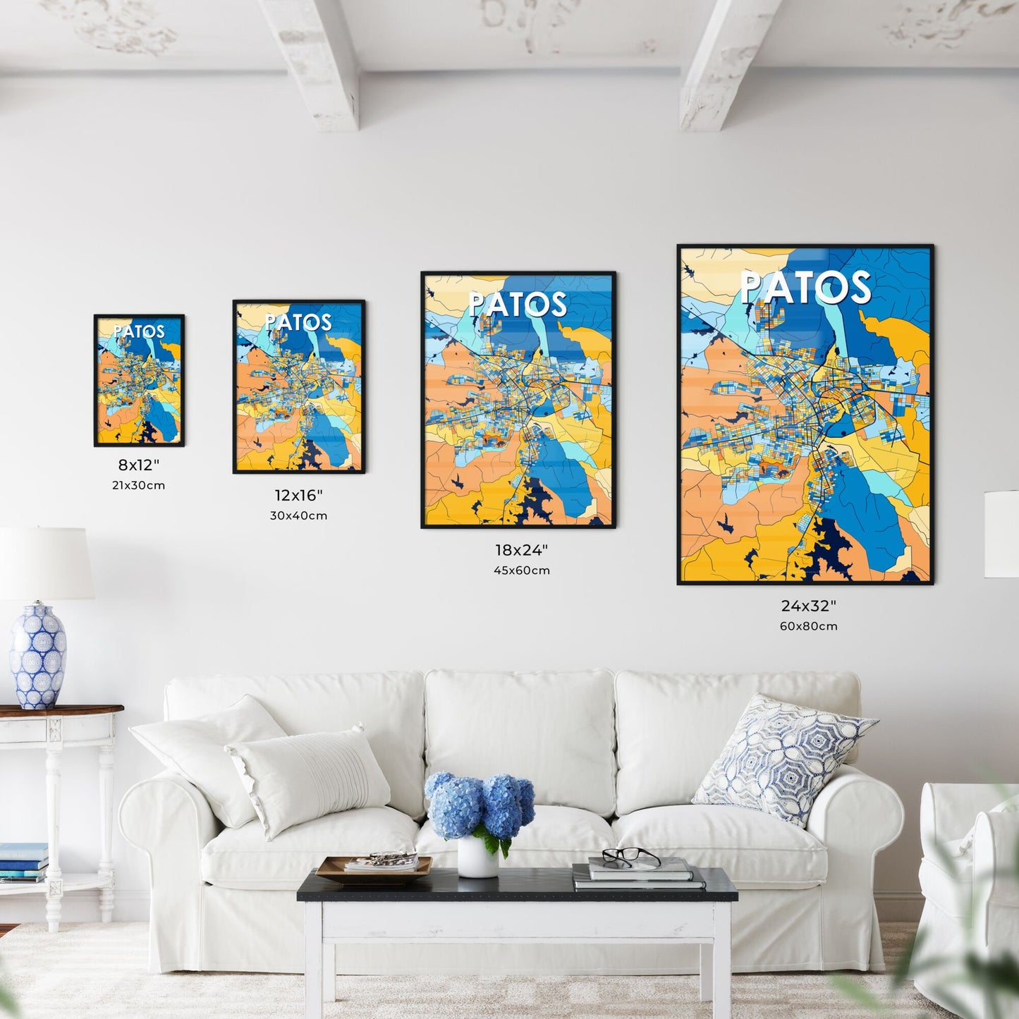 PATOS BRAZIL Vibrant Colorful Art Map Poster Blue Orange