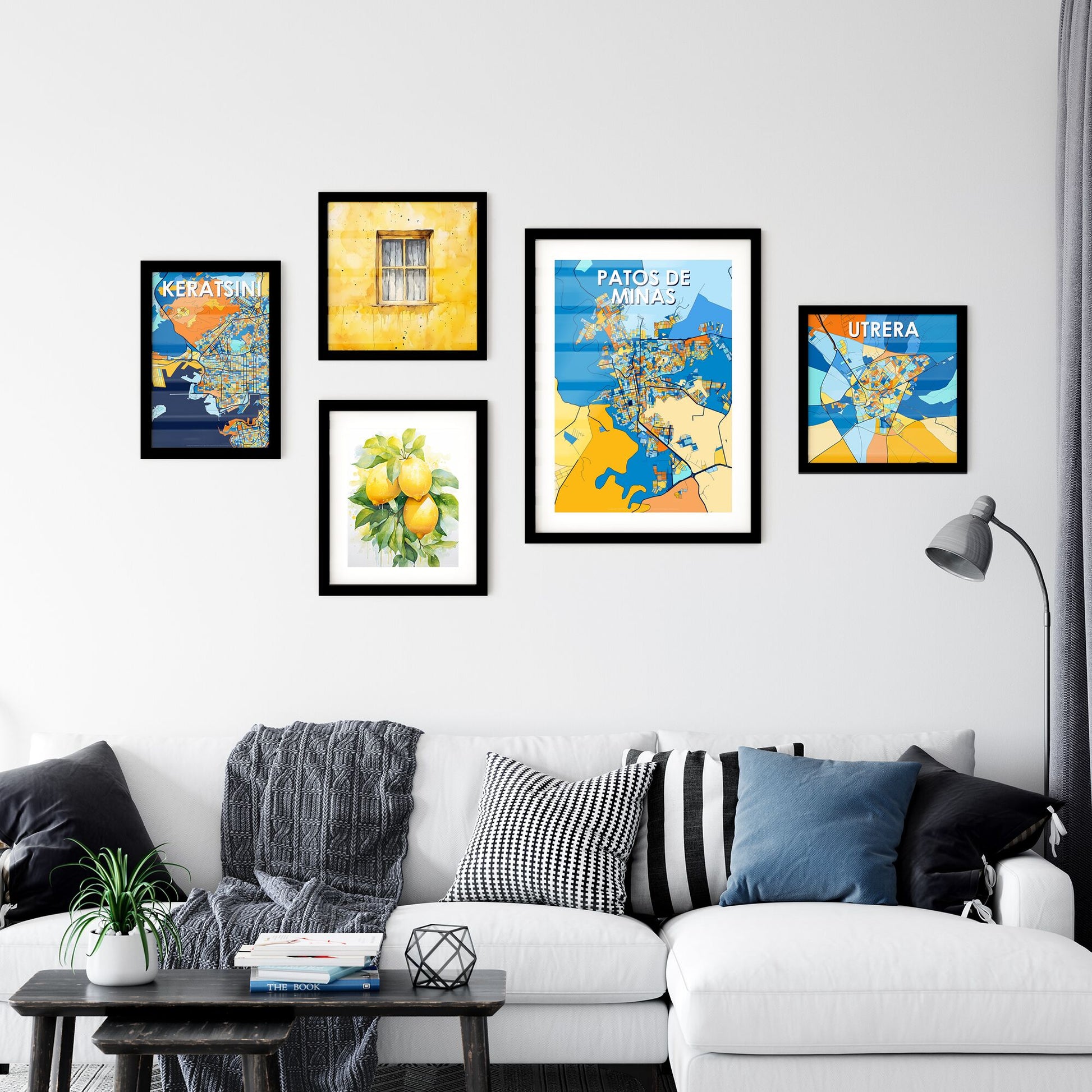 PATOS DE MINAS BRAZIL Vibrant Colorful Art Map Poster Blue Orange