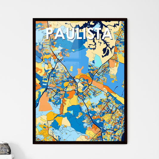 PAULISTA BRAZIL Vibrant Colorful Art Map Poster Blue Orange