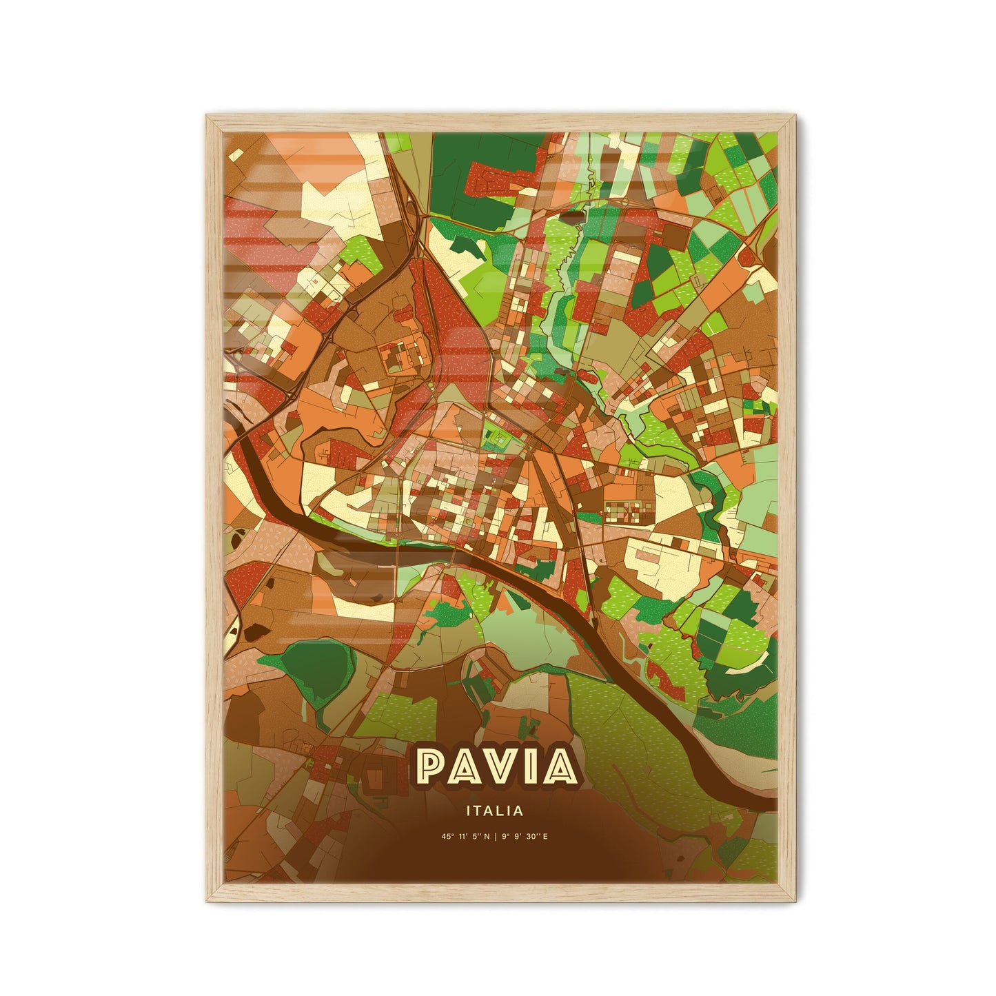 Colorful Pavia Italy Fine Art Map Farmhouse