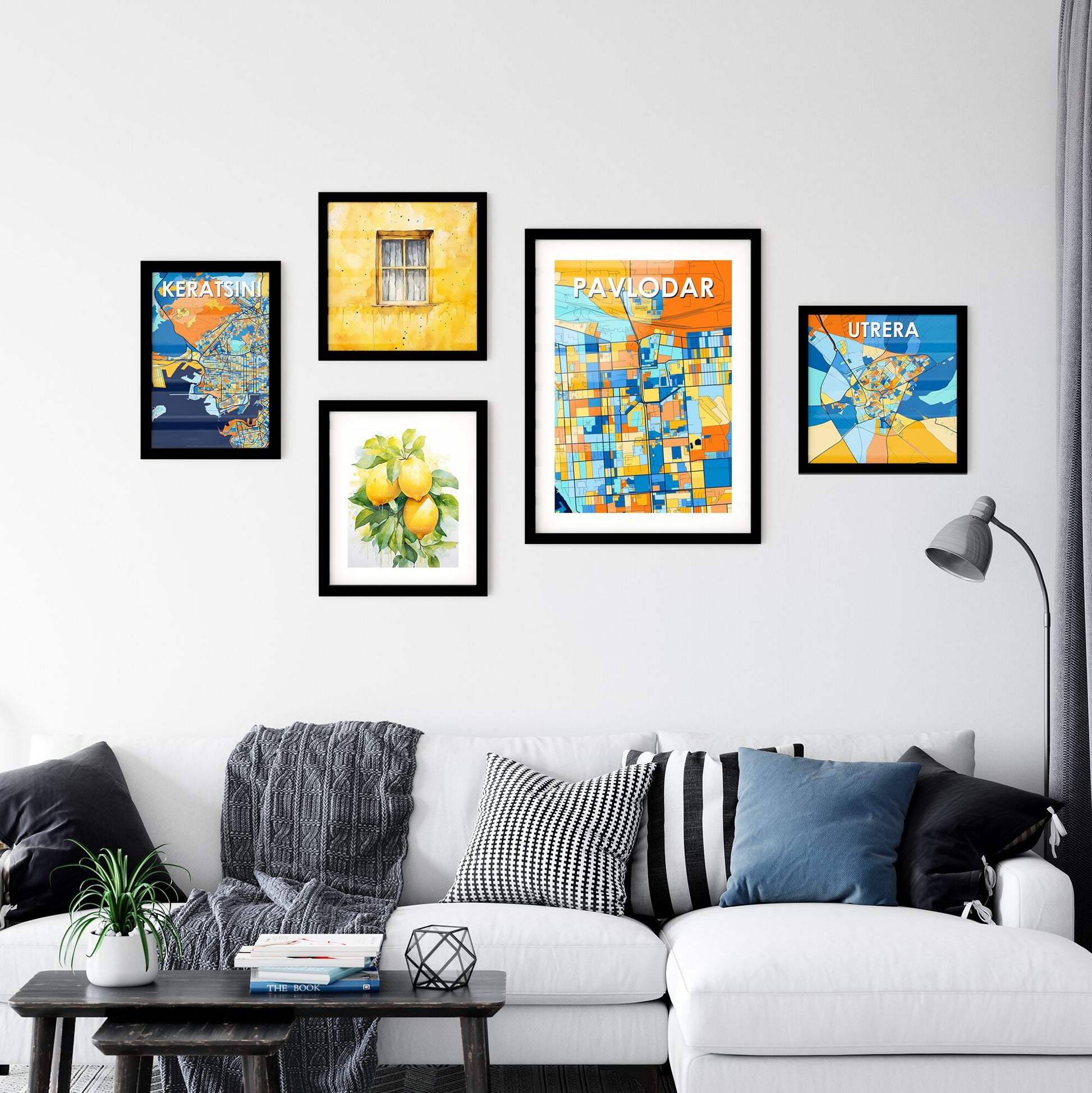 PAVLODAR KAZAKHSTAN Vibrant Colorful Art Map Poster Blue Orange