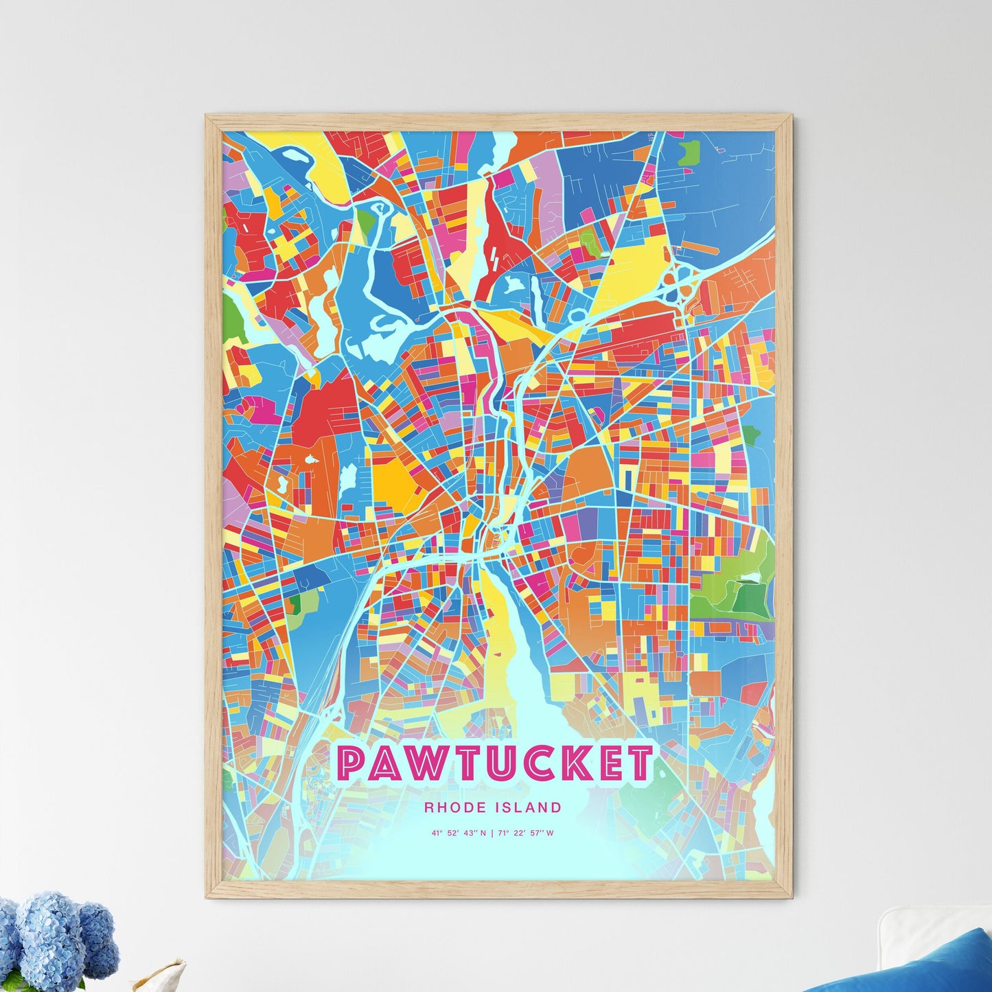 Colorful Pawtucket Rhode Island Fine Art Map Crazy Colors