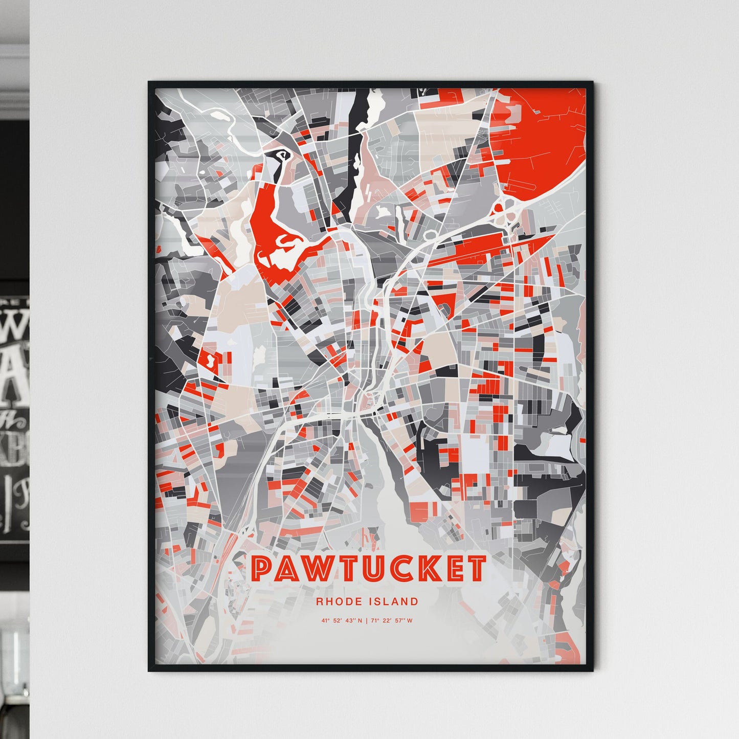 Colorful Pawtucket Rhode Island Fine Art Map Modern Expressive