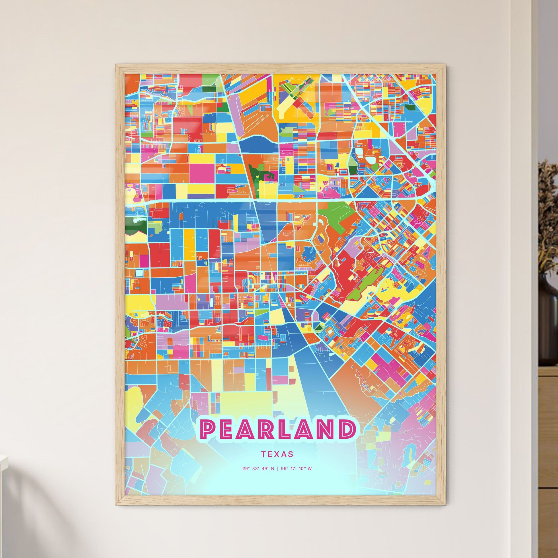 Colorful Pearland Texas Fine Art Map Crazy Colors