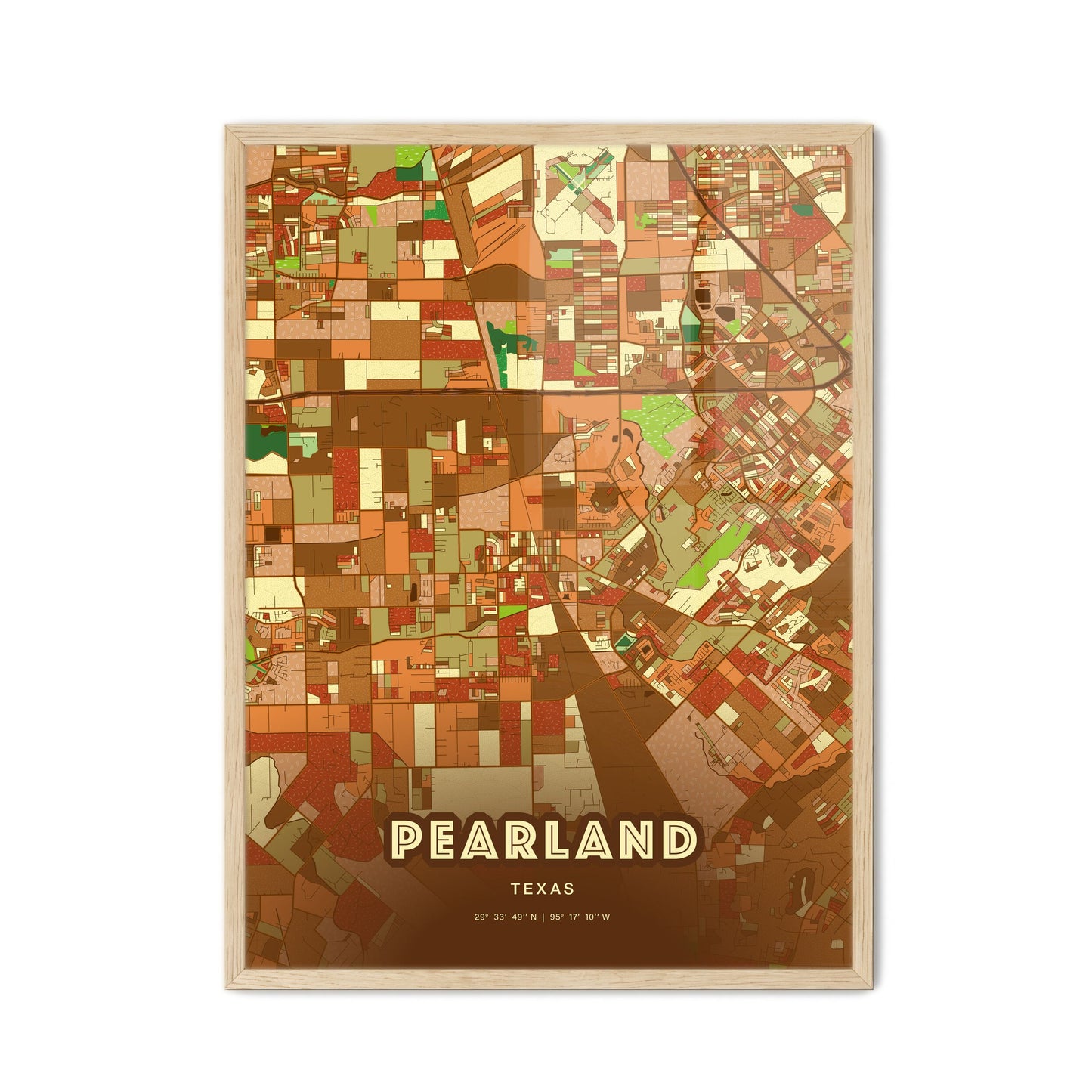 Colorful Pearland Texas Fine Art Map Farmhouse