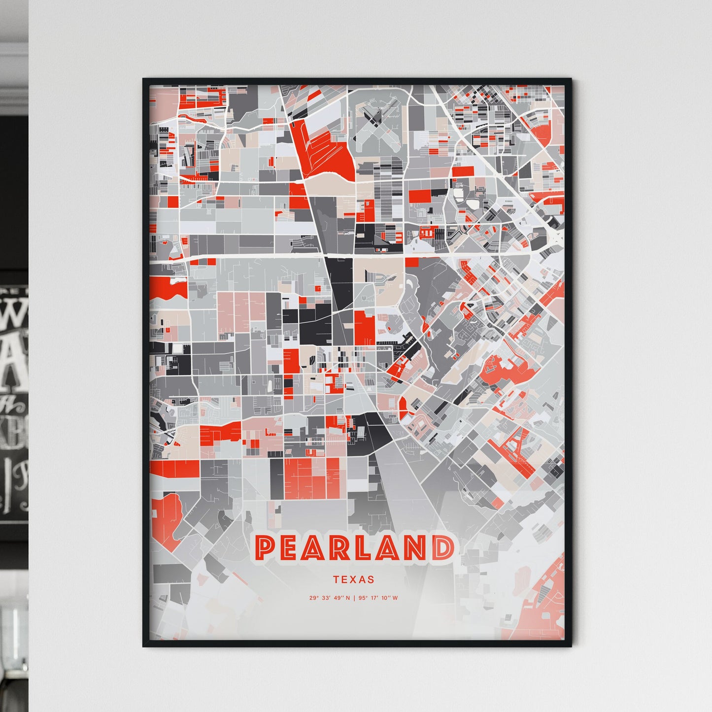 Colorful Pearland Texas Fine Art Map Modern Expressive