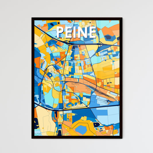 PEINE GERMANY Vibrant Colorful Art Map Poster Blue Orange