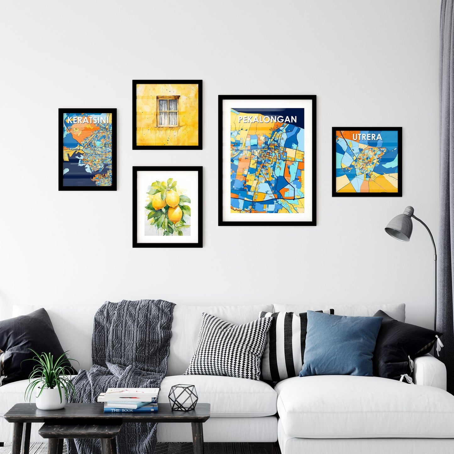 PEKALONGAN INDONESIA Vibrant Colorful Art Map Poster Blue Orange