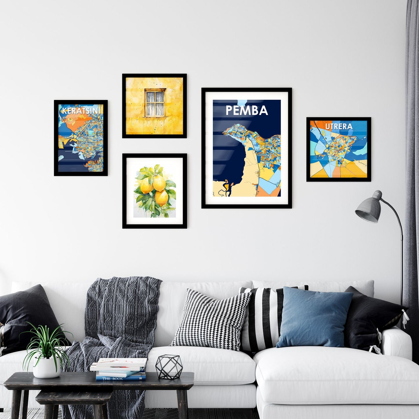 PEMBA MOZAMBIQUE Vibrant Colorful Art Map Poster Blue Orange