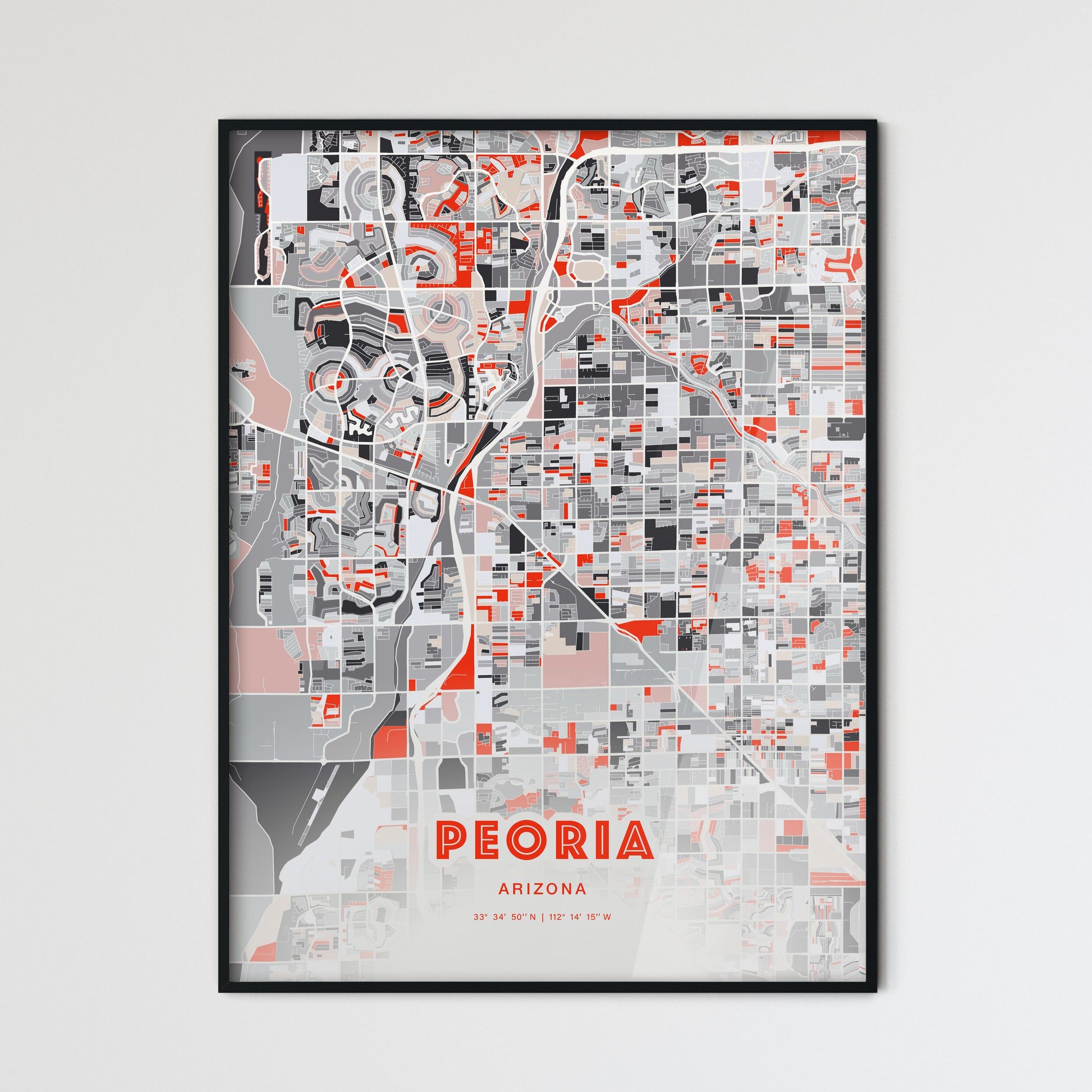 Colorful Peoria Arizona Fine Art Map Modern Expressive