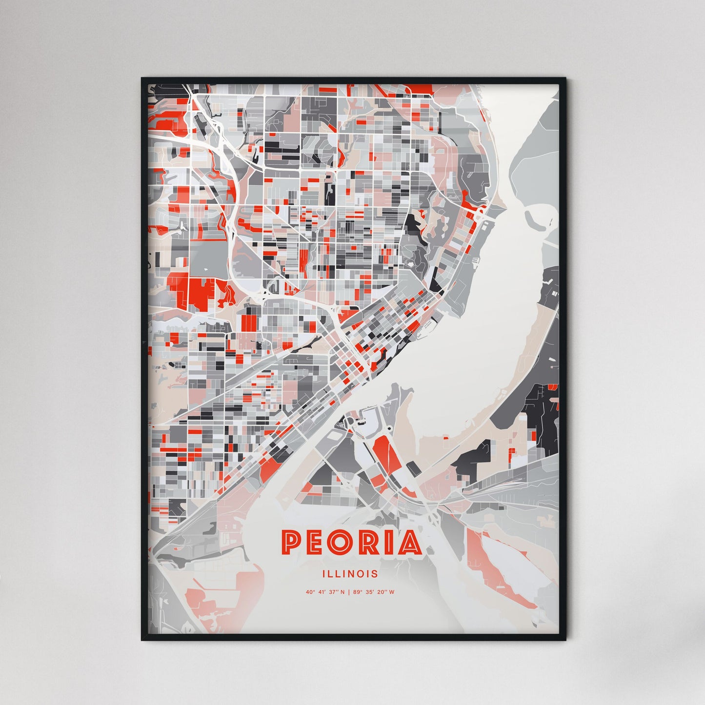 Colorful Peoria Illinois Fine Art Map Modern Expressive