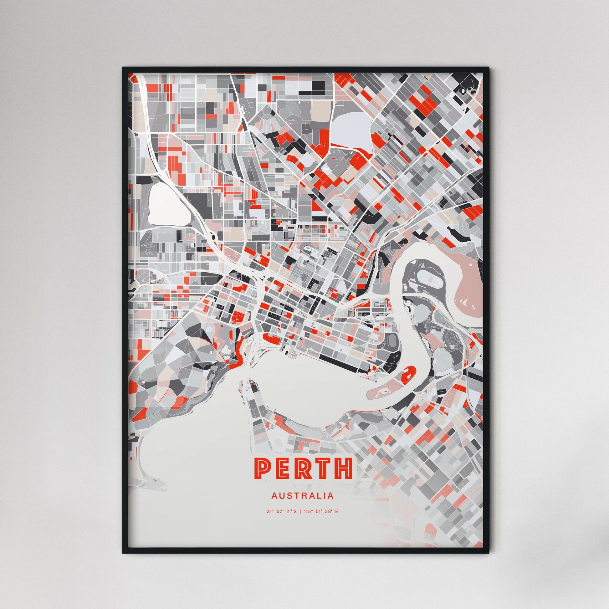Colorful Perth Australia Fine Art Map Modern Expressive