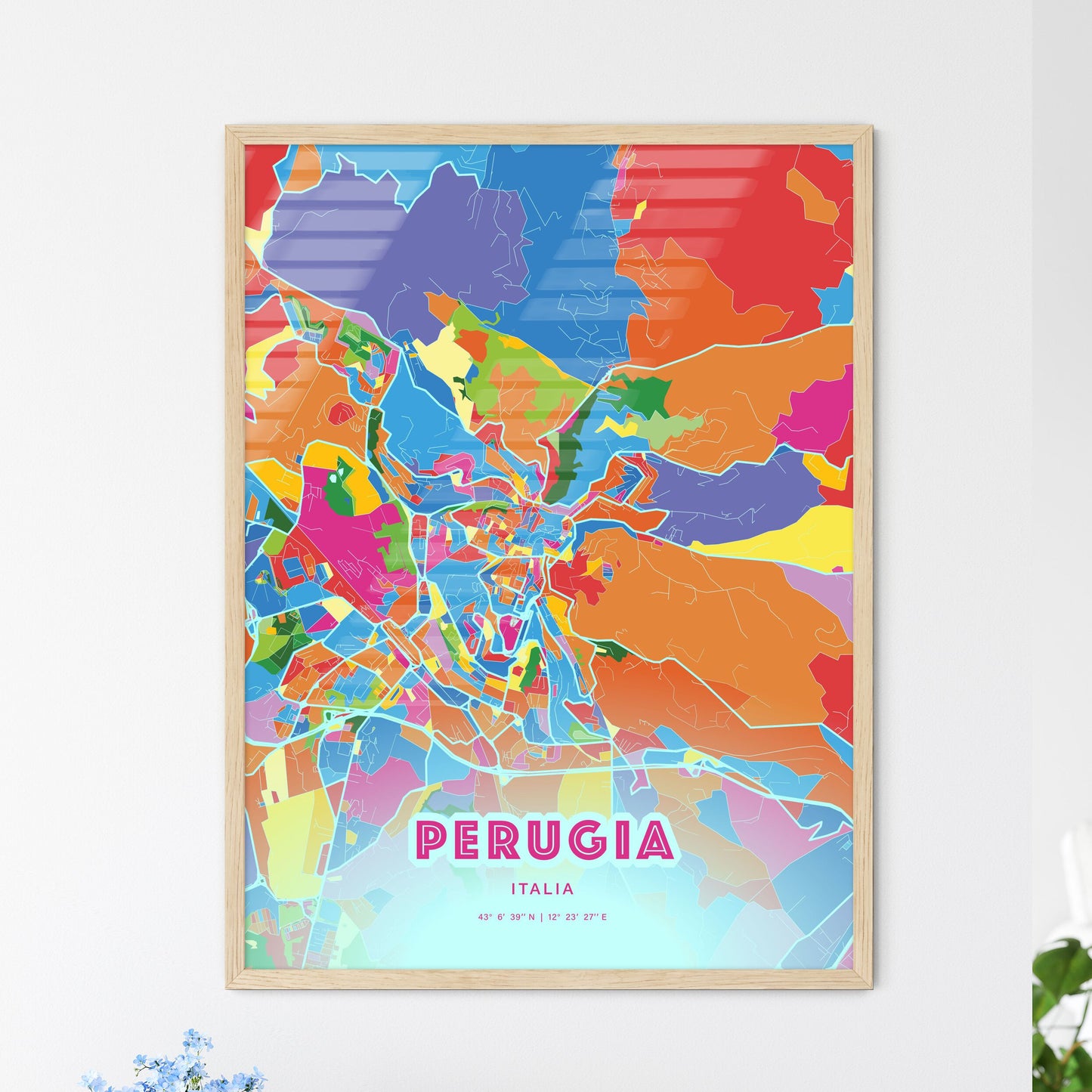 Colorful Perugia Italy Fine Art Map Crazy Colors