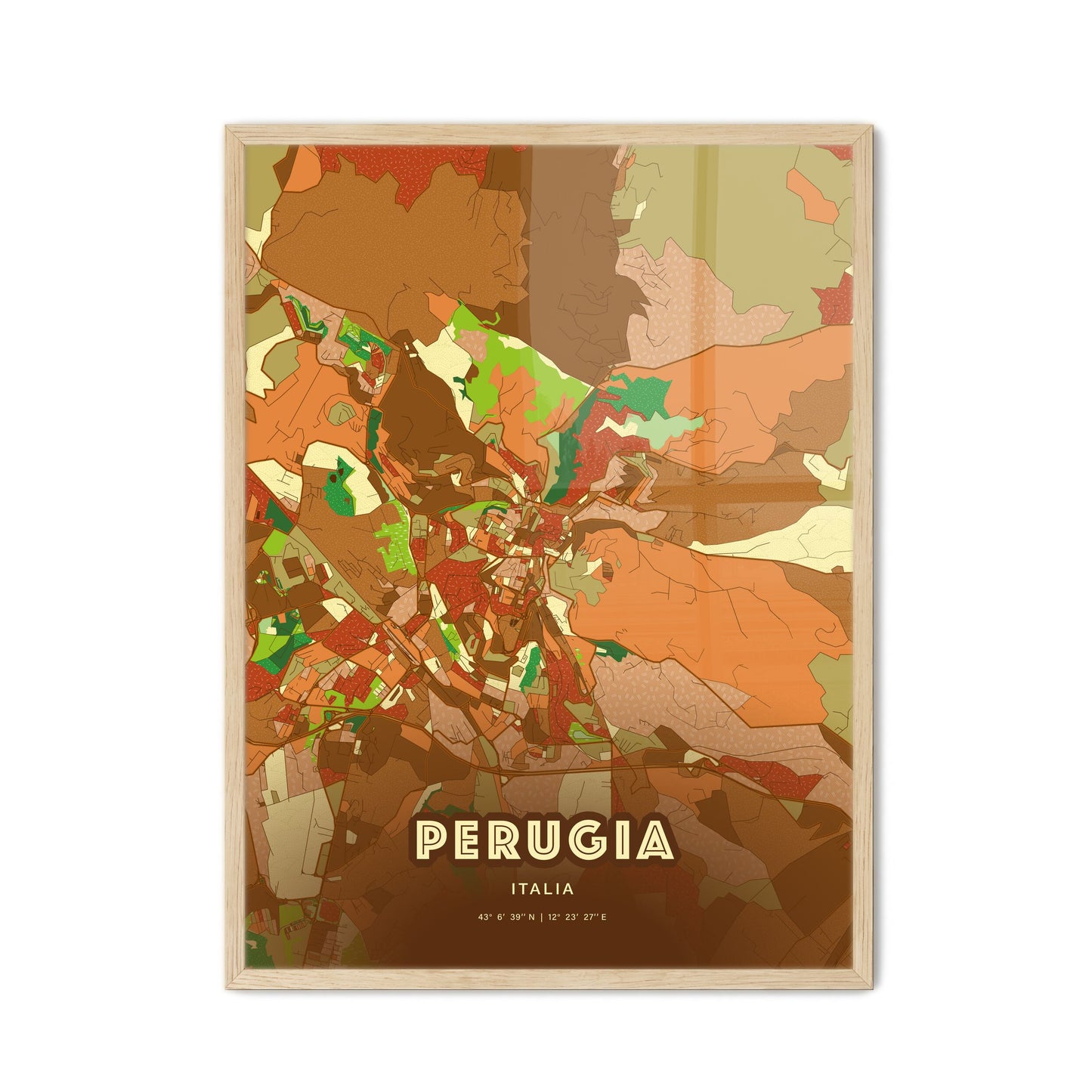 Colorful Perugia Italy Fine Art Map Farmhouse