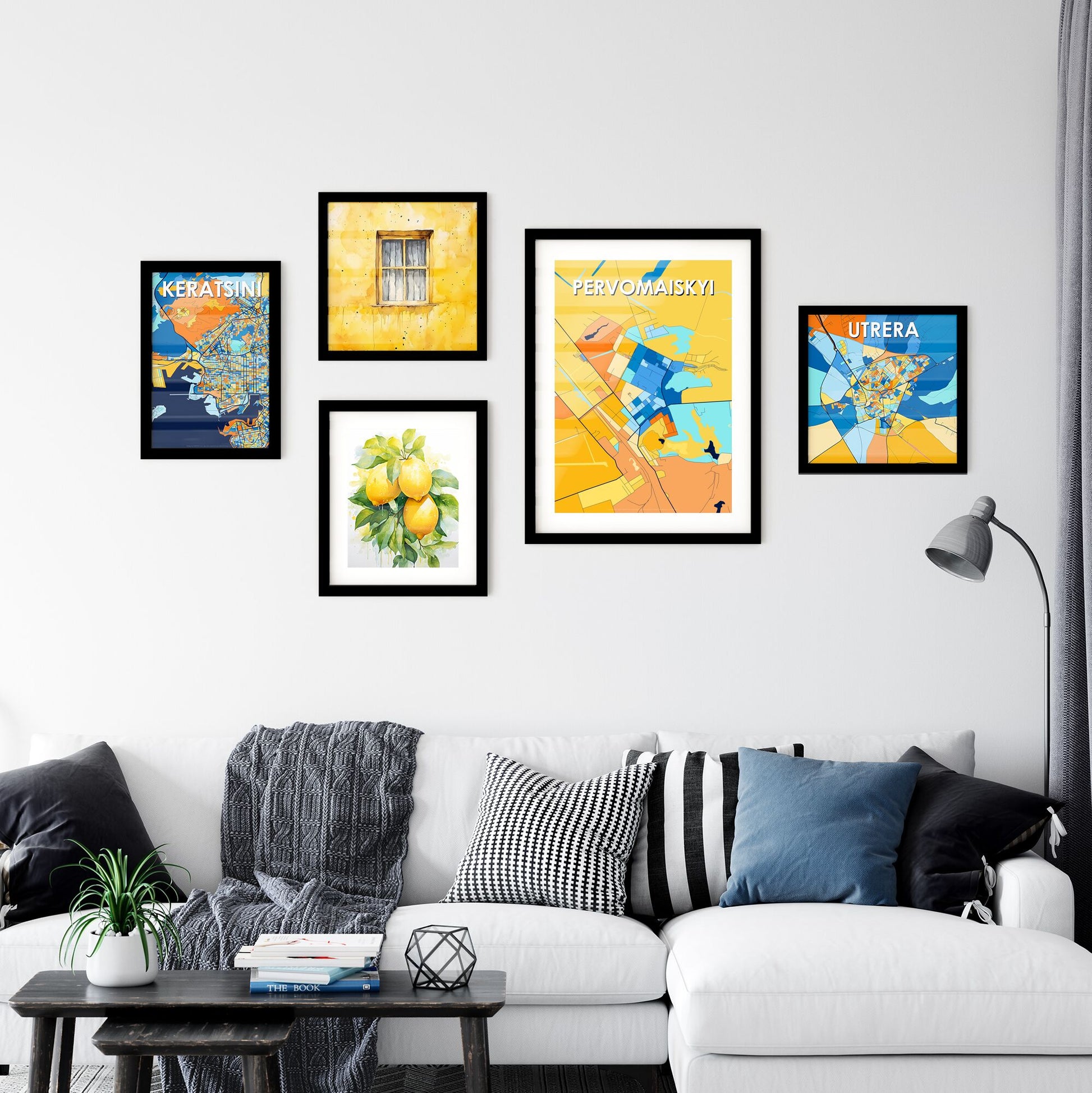 PERVOMAISKYI UKRAINE Vibrant Colorful Art Map Poster Blue Orange