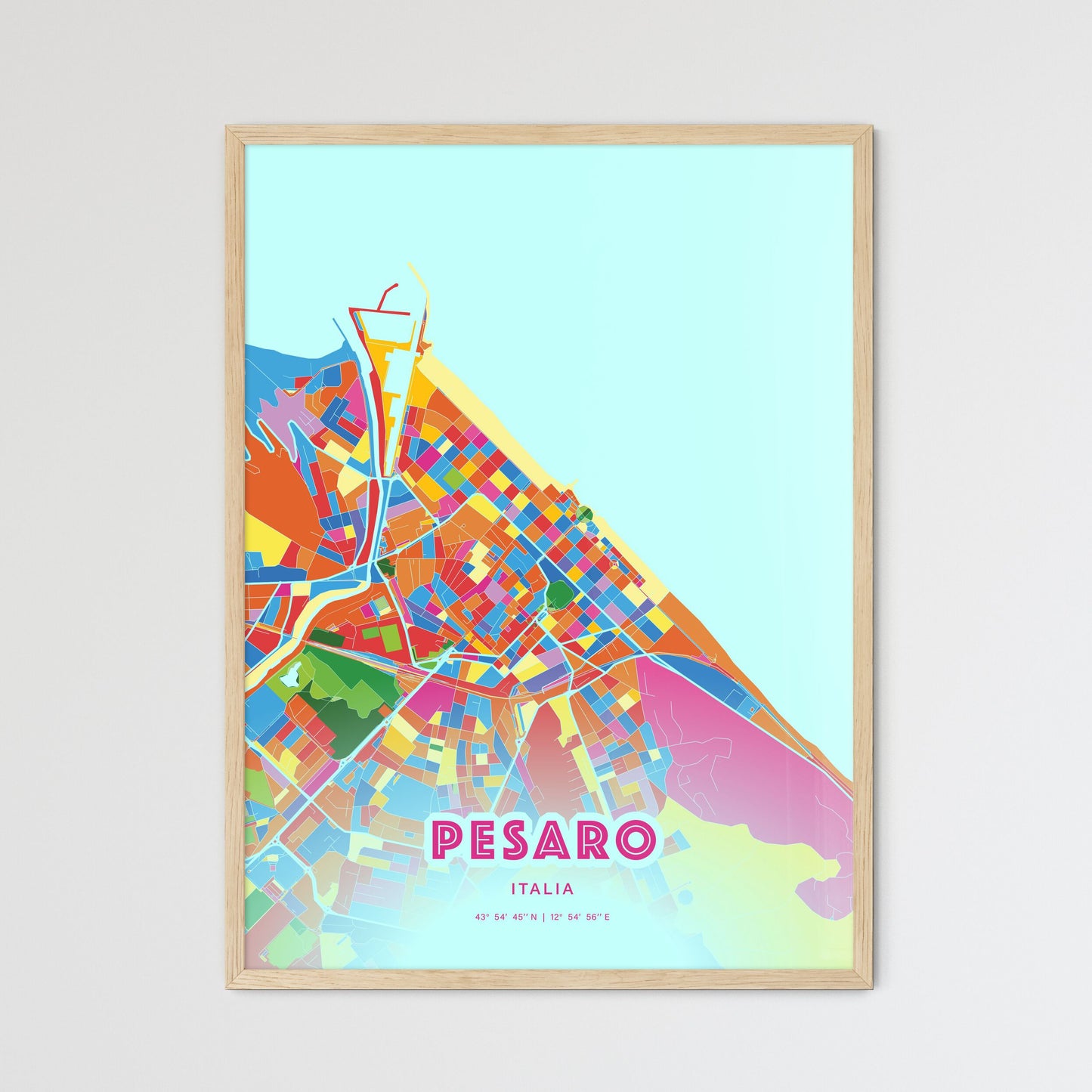 Colorful Pesaro Italy Fine Art Map Crazy Colors