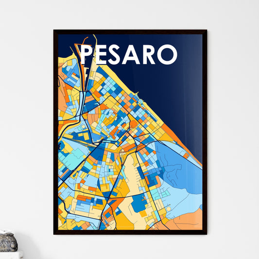 PESARO ITALY Vibrant Colorful Art Map Poster Blue Orange