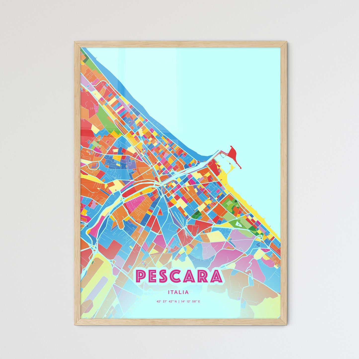 Colorful Pescara Italy Fine Art Map Crazy Colors