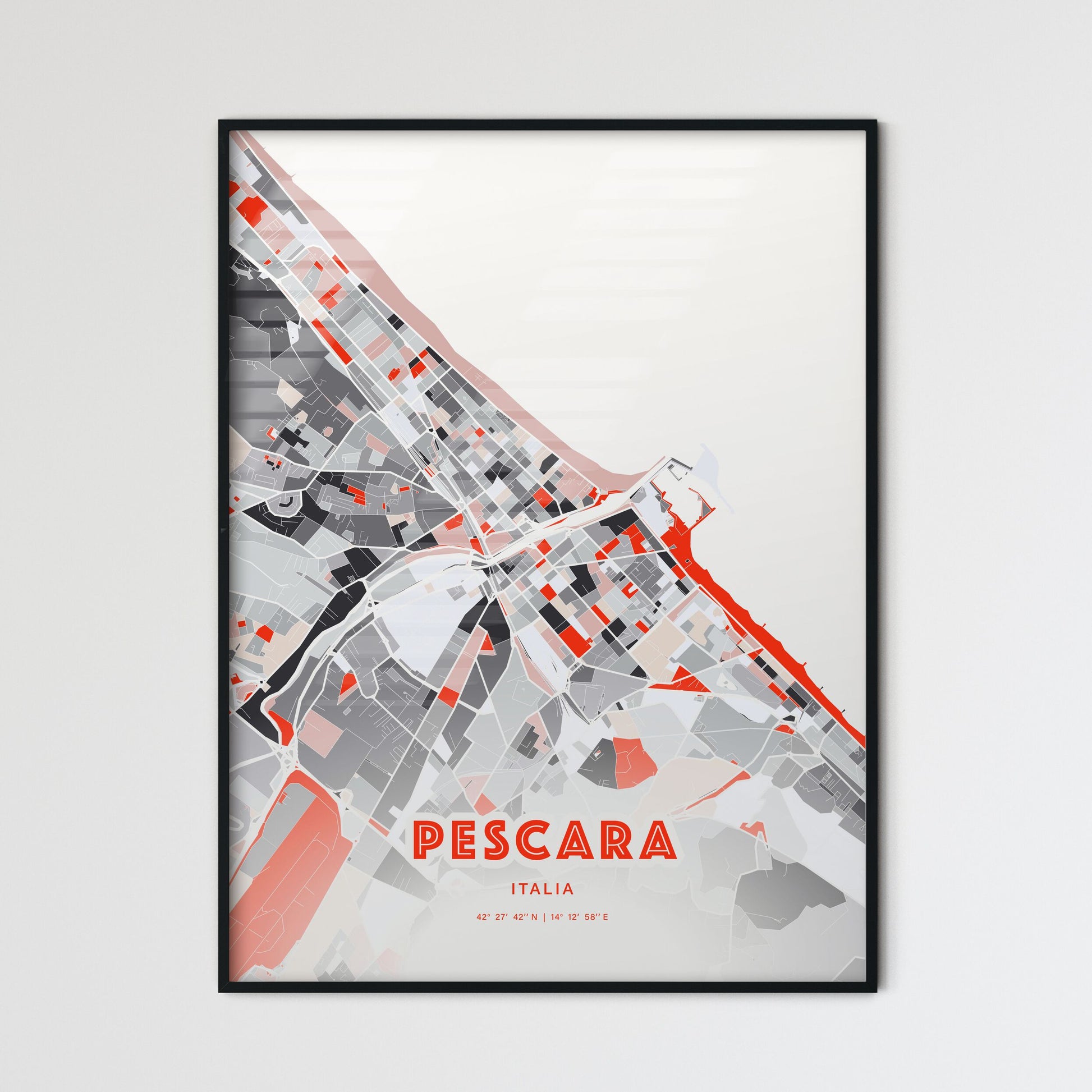 Colorful Pescara Italy Fine Art Map Modern Expressive