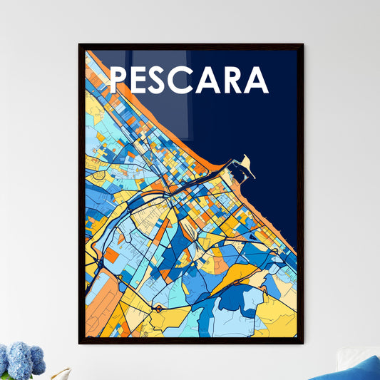 PESCARA ITALY Vibrant Colorful Art Map Poster Blue Orange