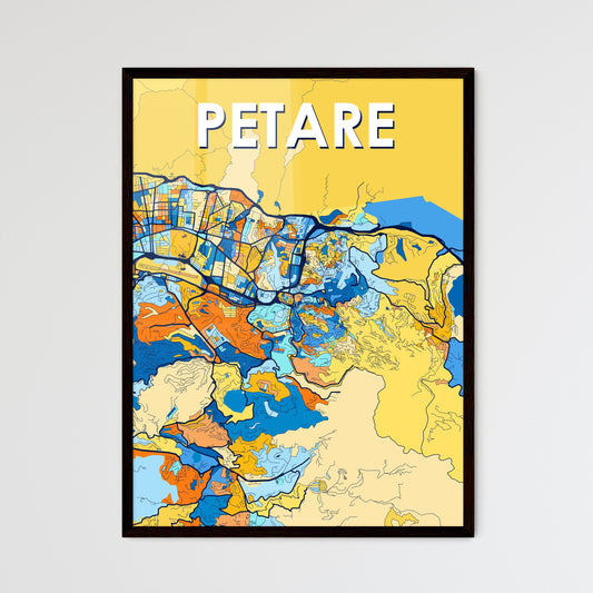 PETARE VENEZUELA Vibrant Colorful Art Map Poster Blue Orange