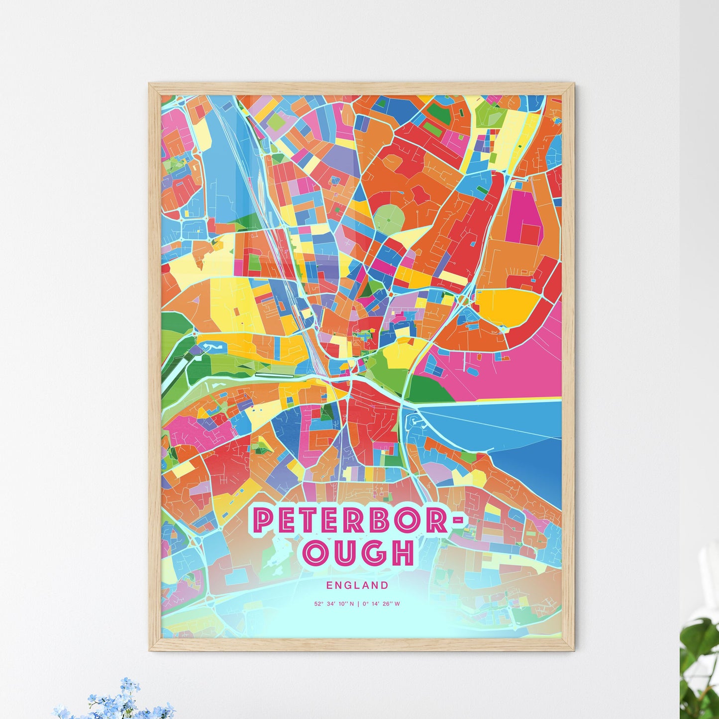 Colorful Peterborough England Fine Art Map Crazy Colors