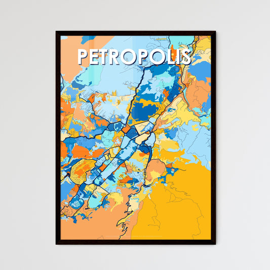 PETROPOLIS BRAZIL Vibrant Colorful Art Map Poster Blue Orange