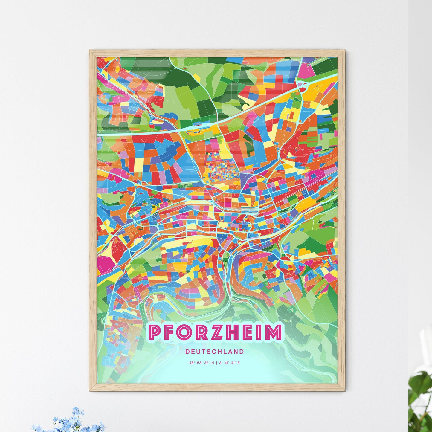 Colorful Pforzheim Germany Fine Art Map Crazy Colors