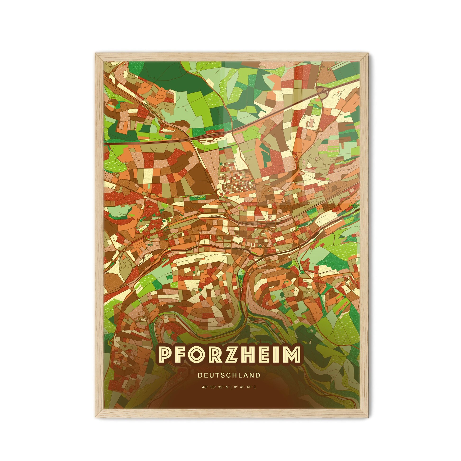 Colorful Pforzheim Germany Fine Art Map Farmhouse