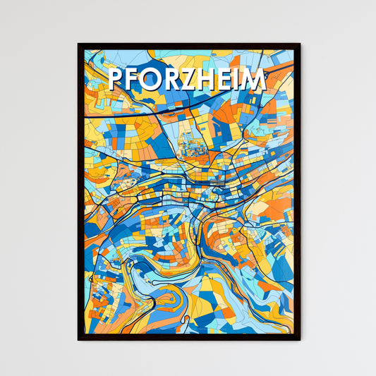 PFORZHEIM GERMANY Vibrant Colorful Art Map Poster Blue Orange