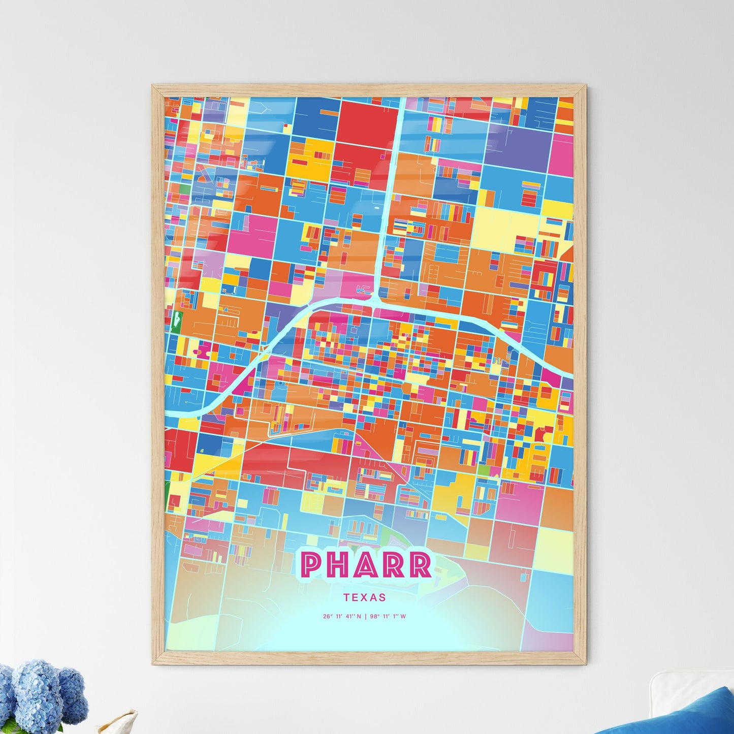 Colorful Pharr Texas Fine Art Map Crazy Colors