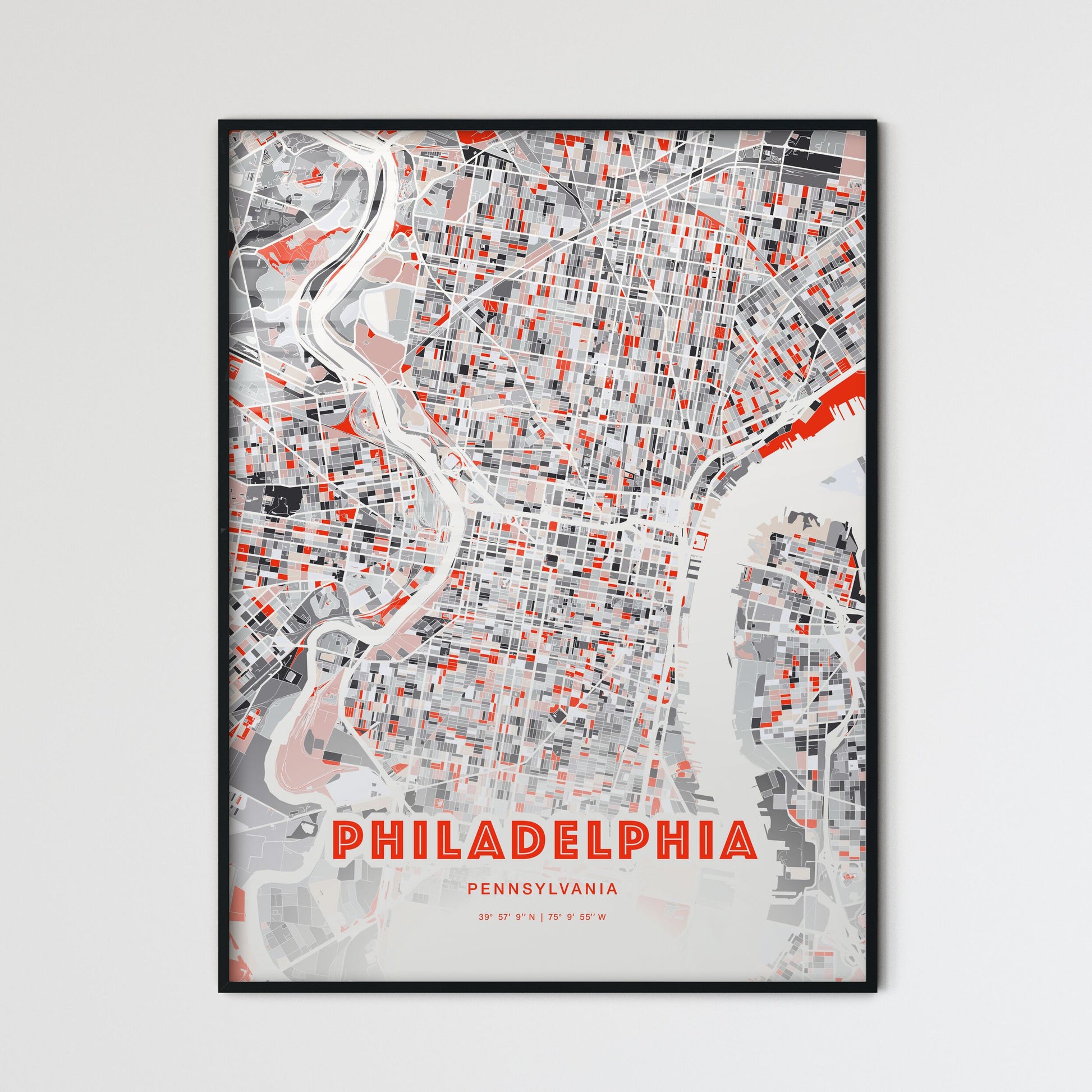 Colorful Philadelphia Pennsylvania Fine Art Map Modern Expressive