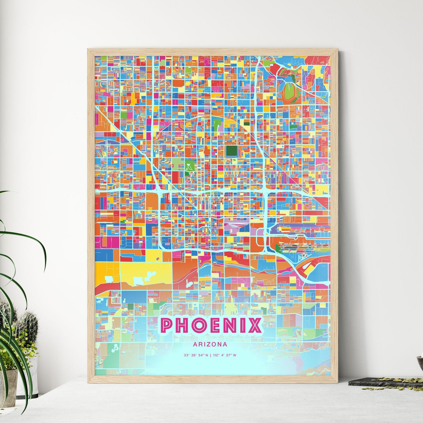 Colorful Phoenix Arizona Fine Art Map Crazy Colors