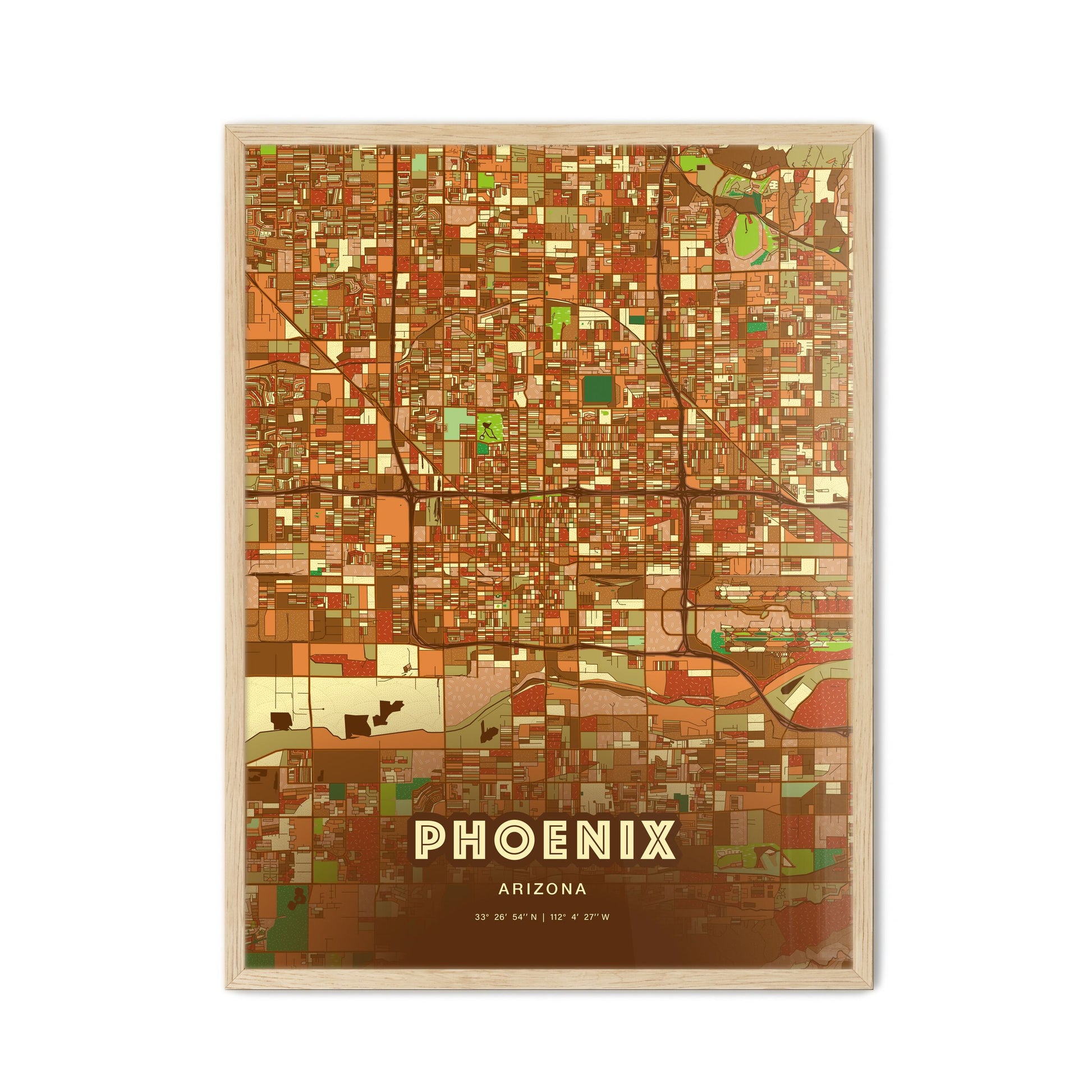 Colorful Phoenix Arizona Fine Art Map Farmhouse