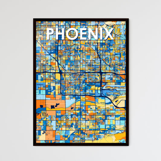 PHOENIX ARIZONA Vibrant Colorful Art Map Poster Blue Orange