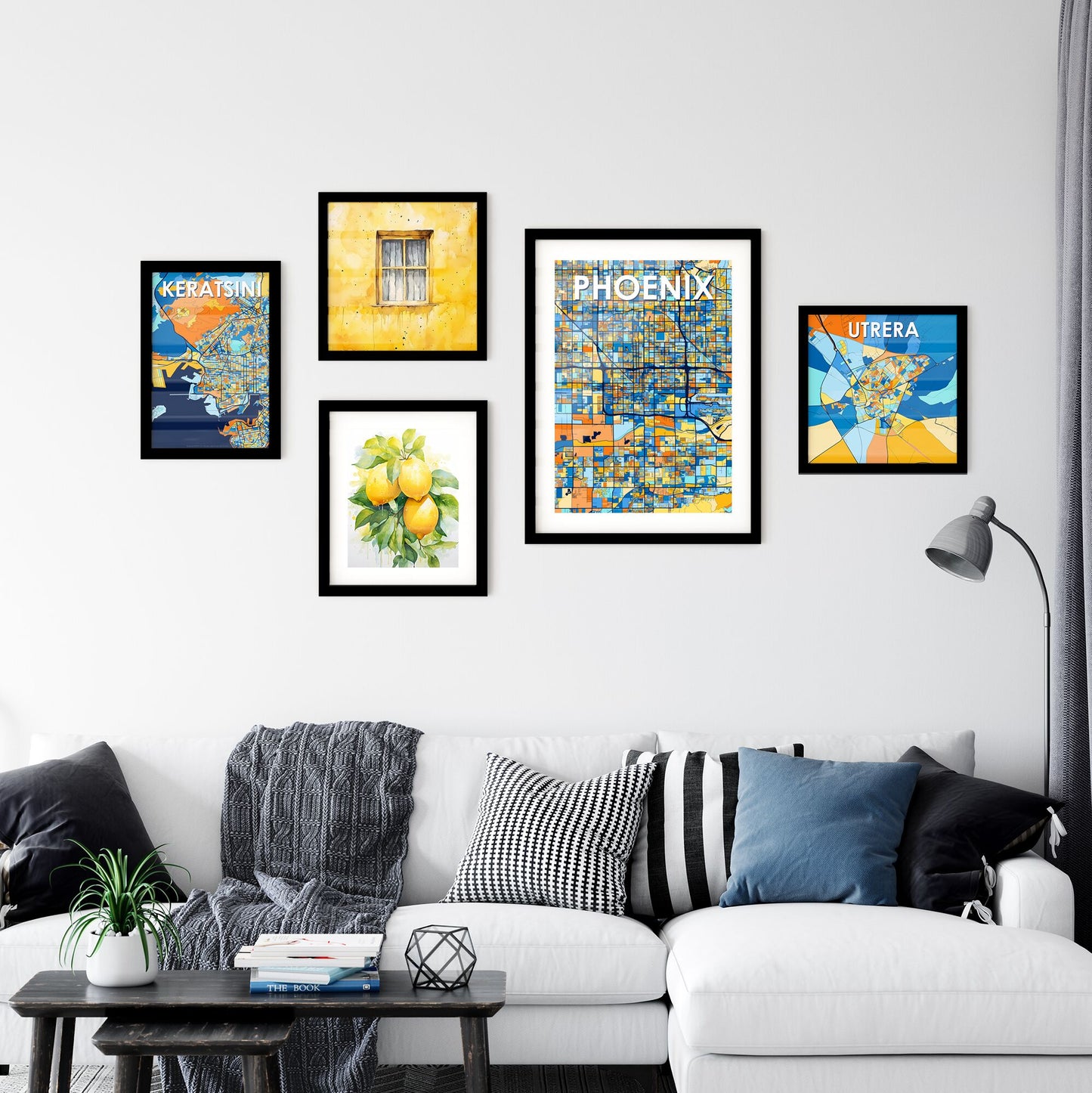 PHOENIX ARIZONA Vibrant Colorful Art Map Poster Blue Orange