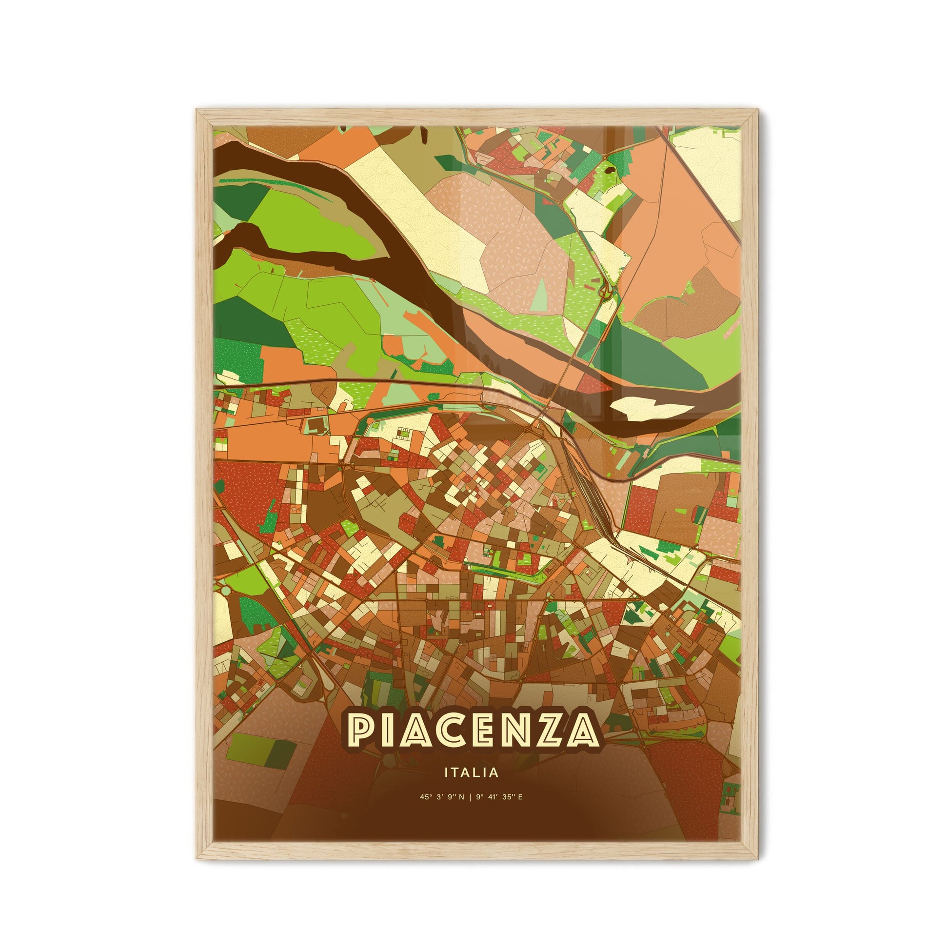 Colorful Piacenza Italy Fine Art Map Farmhouse
