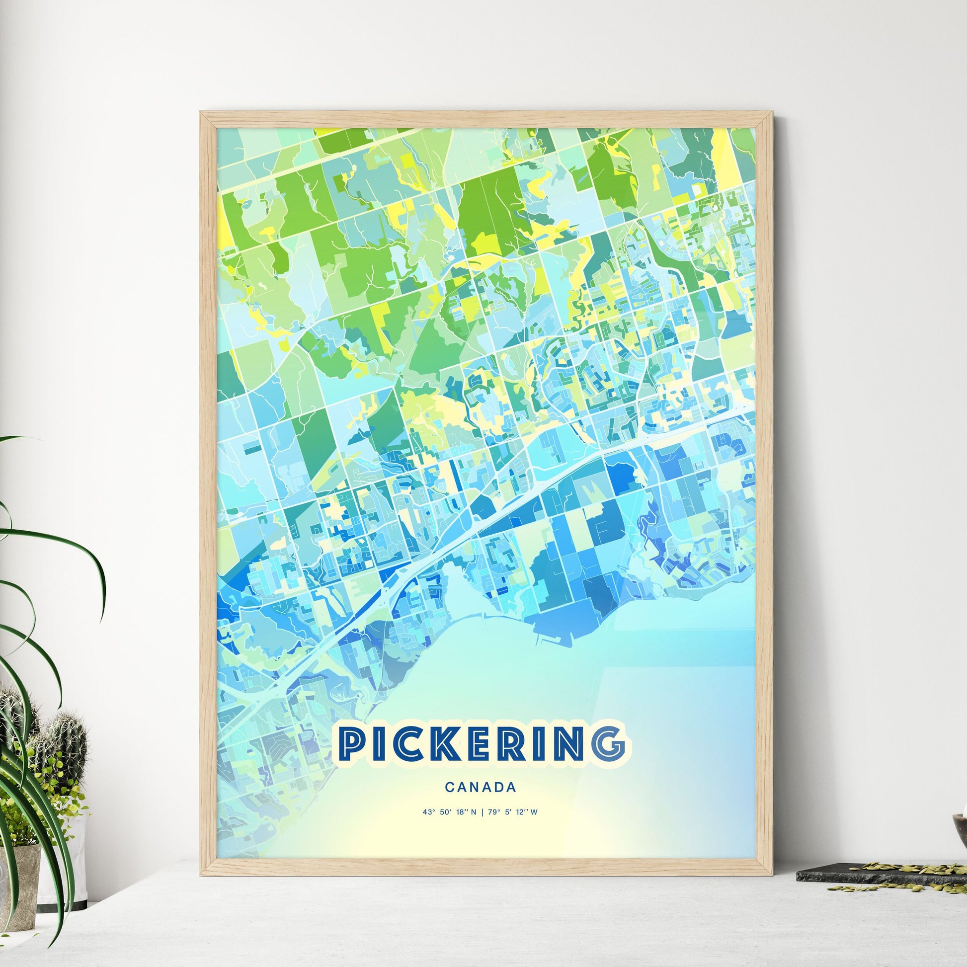 Colorful Pickering Canada Fine Art Map Cool Blue