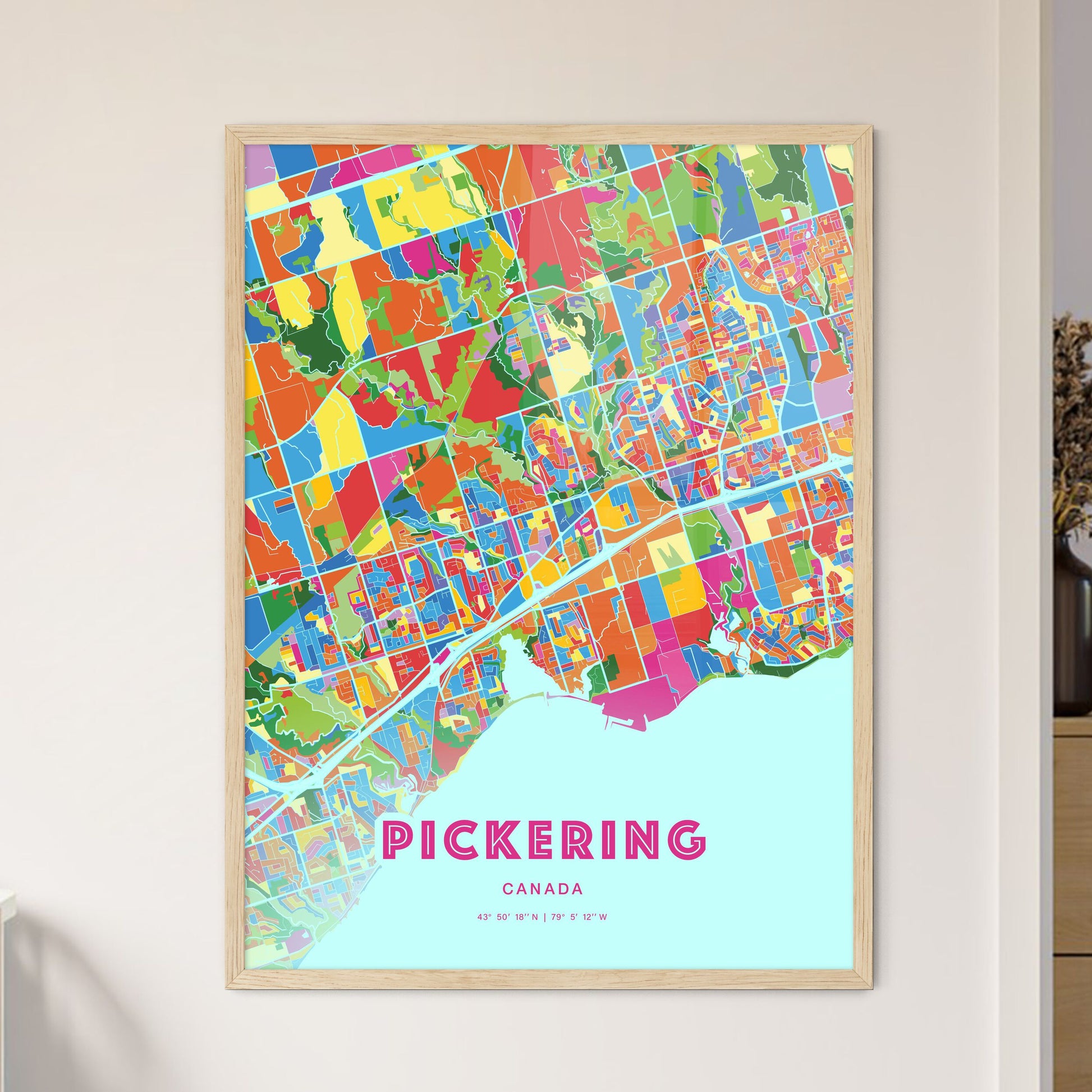 Colorful Pickering Canada Fine Art Map Crazy Colors