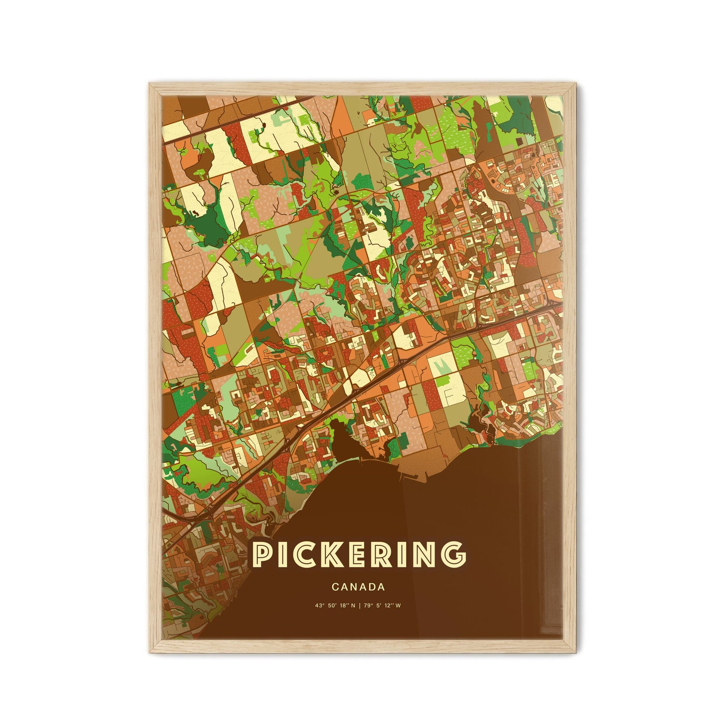 Colorful Pickering Canada Fine Art Map Farmhouse