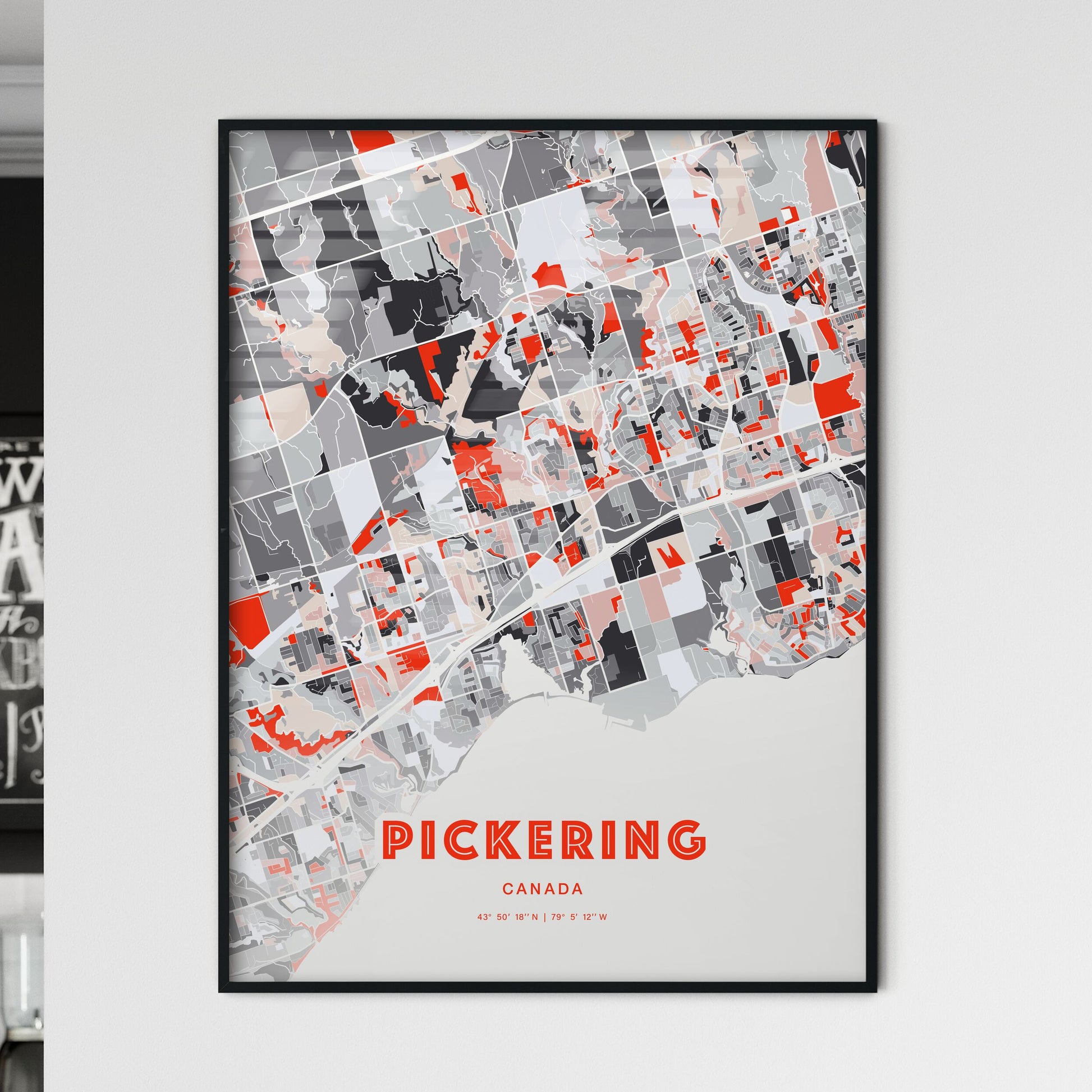 Colorful Pickering Canada Fine Art Map Modern Expressive