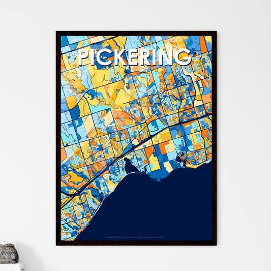 PICKERING CANADA Vibrant Colorful Art Map Poster Blue Orange