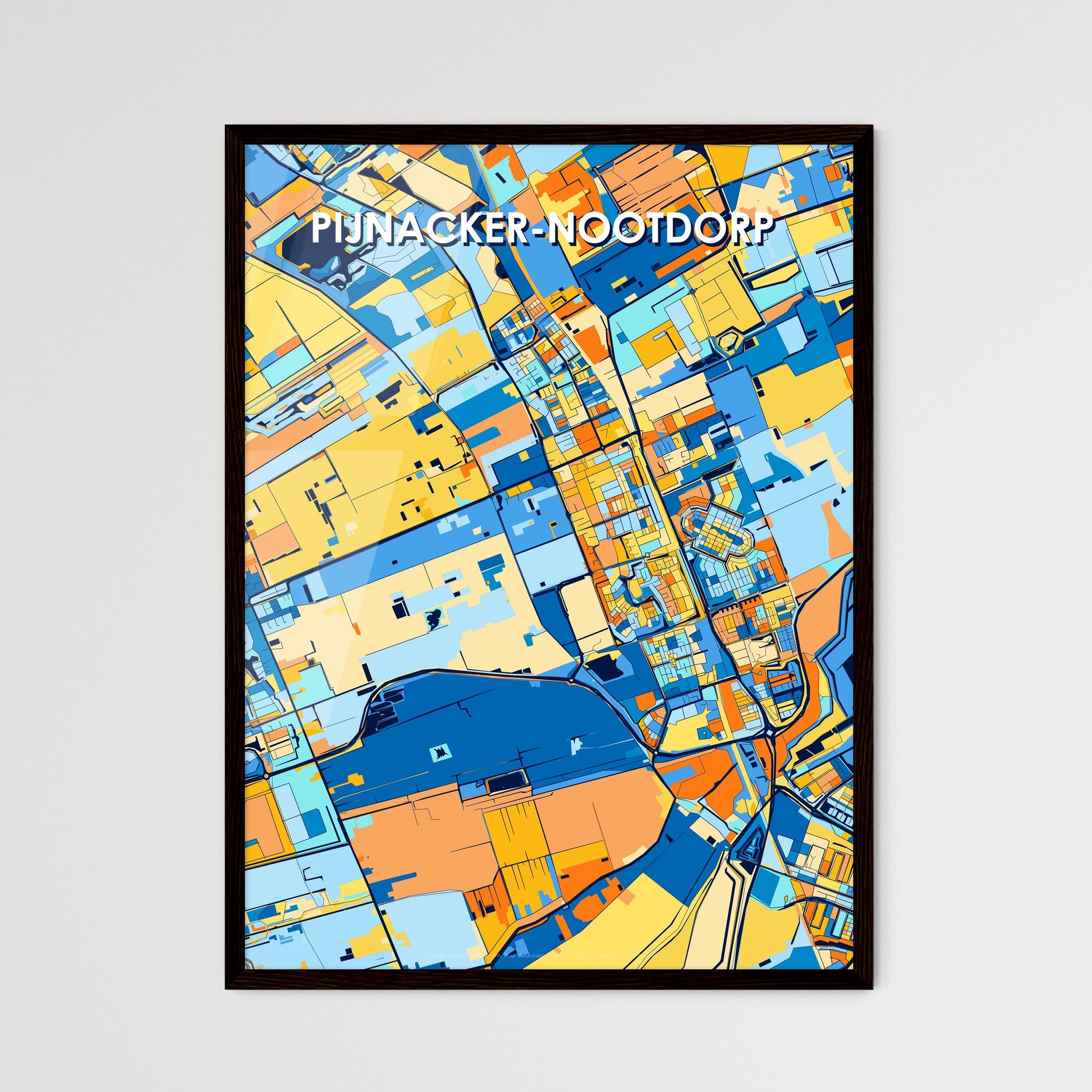 PIJNACKER-NOOTDORP NETHERLANDS Vibrant Colorful Art Map Poster Blue Orange