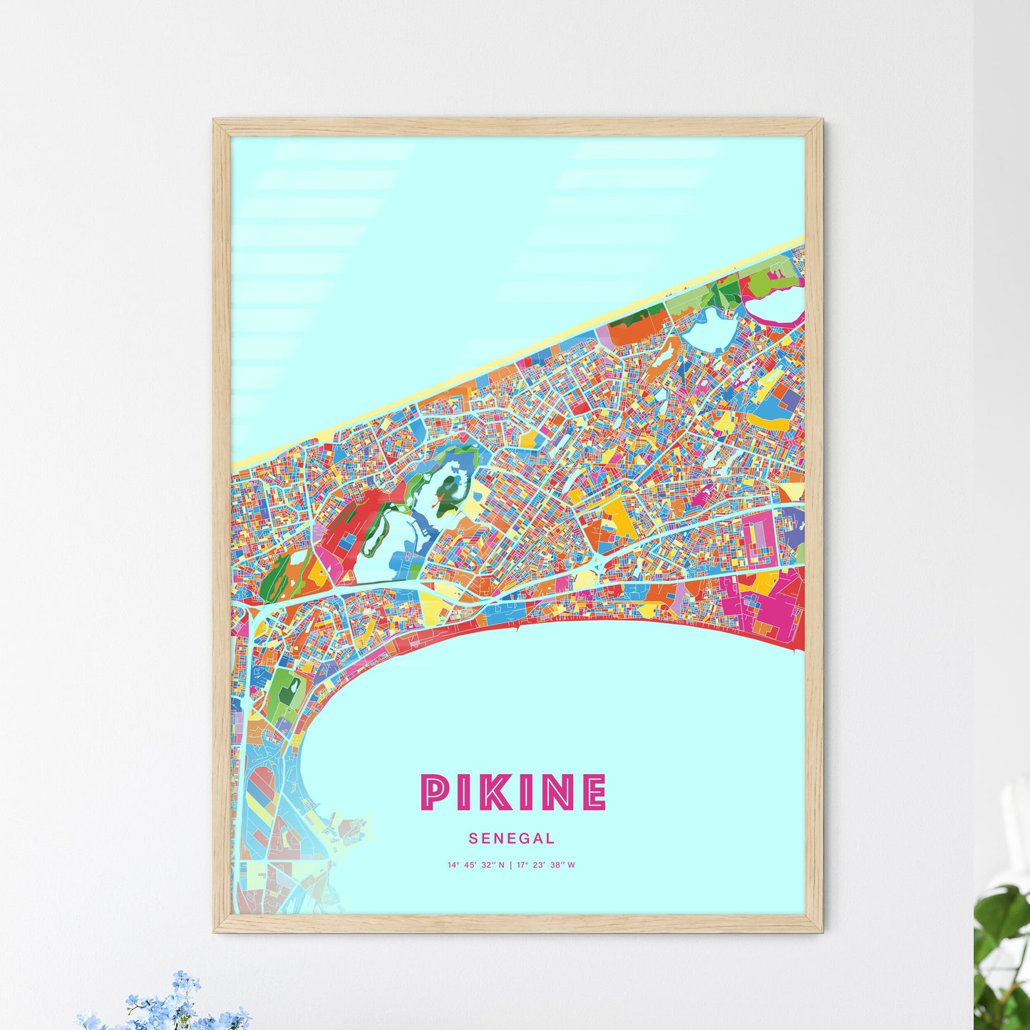 Colorful Pikine Senegal Fine Art Map Crazy Colors