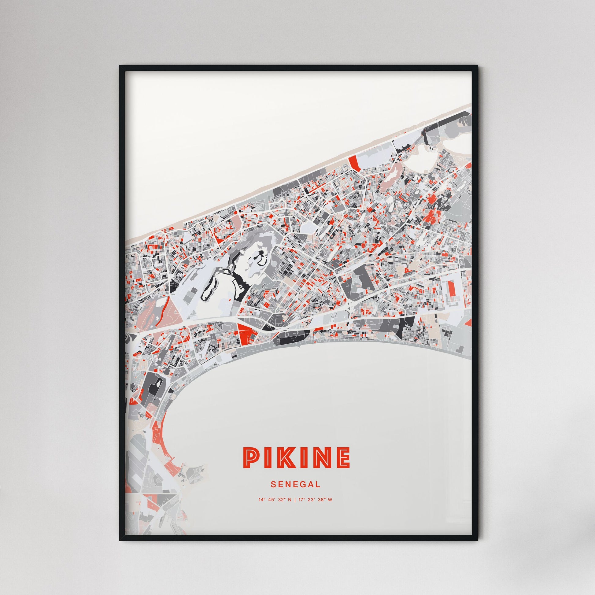 Colorful Pikine Senegal Fine Art Map Modern Expressive