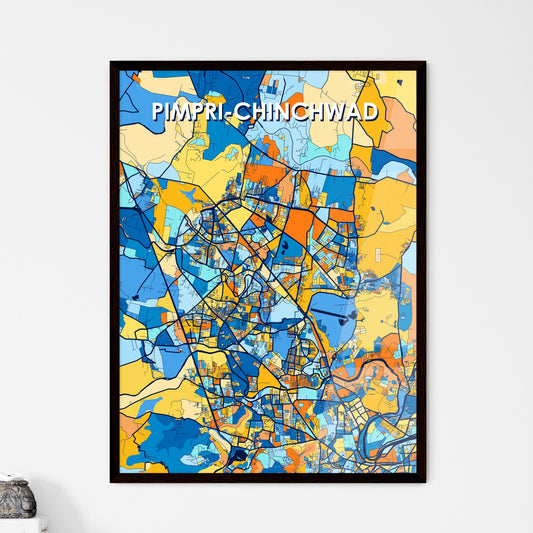 PIMPRI-CHINCHWAD INDIA Vibrant Colorful Art Map Poster Blue Orange