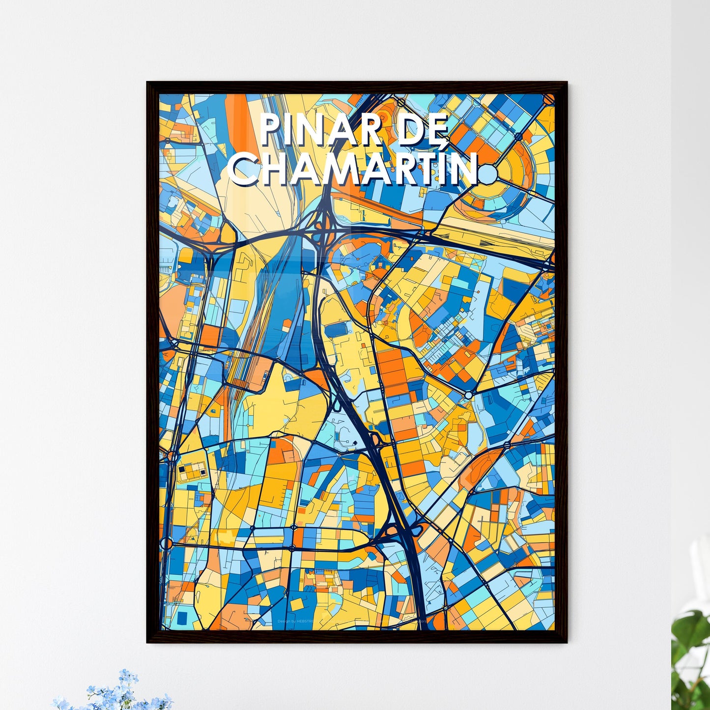 PINAR DE CHAMARTÍN SPAIN Vibrant Colorful Art Map Poster Blue Orange