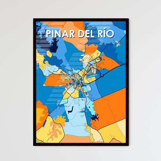 PINAR DEL RÍO CUBA Vibrant Colorful Art Map Poster Blue Orange